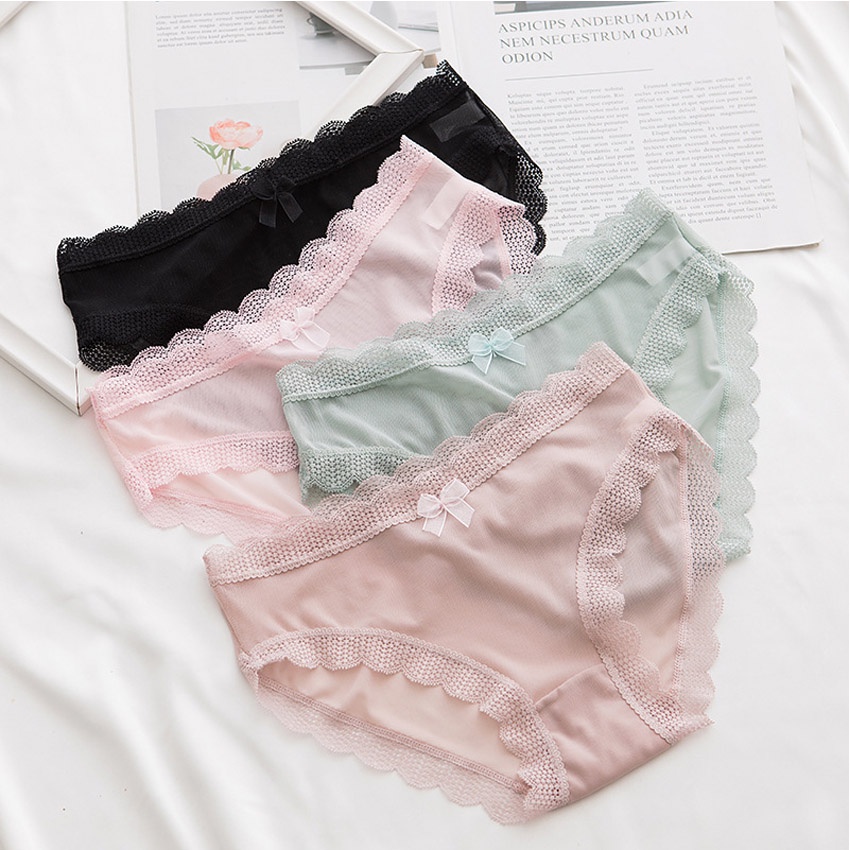 Quần lót nữ ren HuNa Quần lót sexxy gợi cảm lụa mỏng mát mẻ viền ren NH03 NaHu