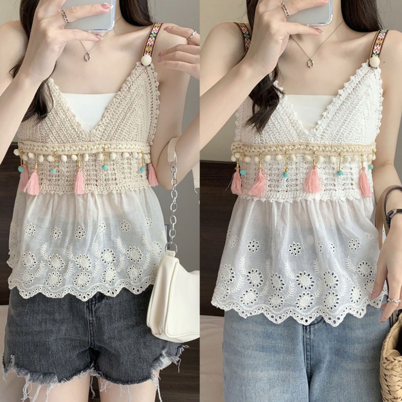 Áo Hai Dây Dệt Kim Phong Cách Dân Tộc Thời Trang Cho Nữ