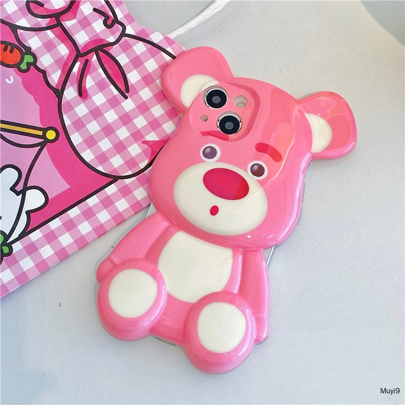 Ốp Điện Thoại In Hình Gấu/Dâu Tây Hoạt Hình Vui Nhộn 3D Mới Cho iPhone13ProMax i13 12ProMax IX11PROMAX XR