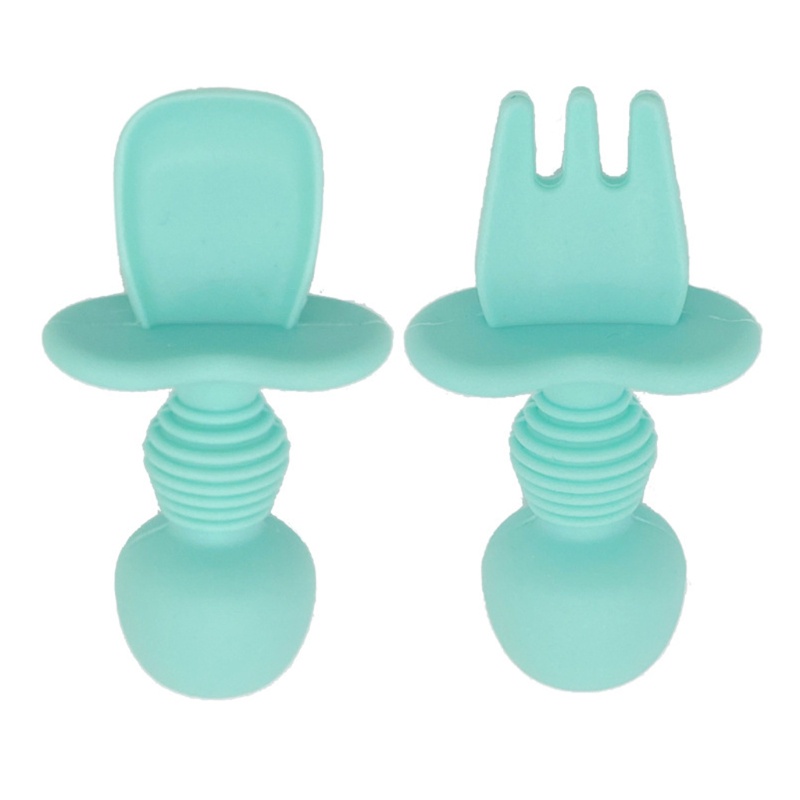Set 2 Muỗng Nĩa Silicone Không Chứa Bpa Cho Bé Tập Ăn