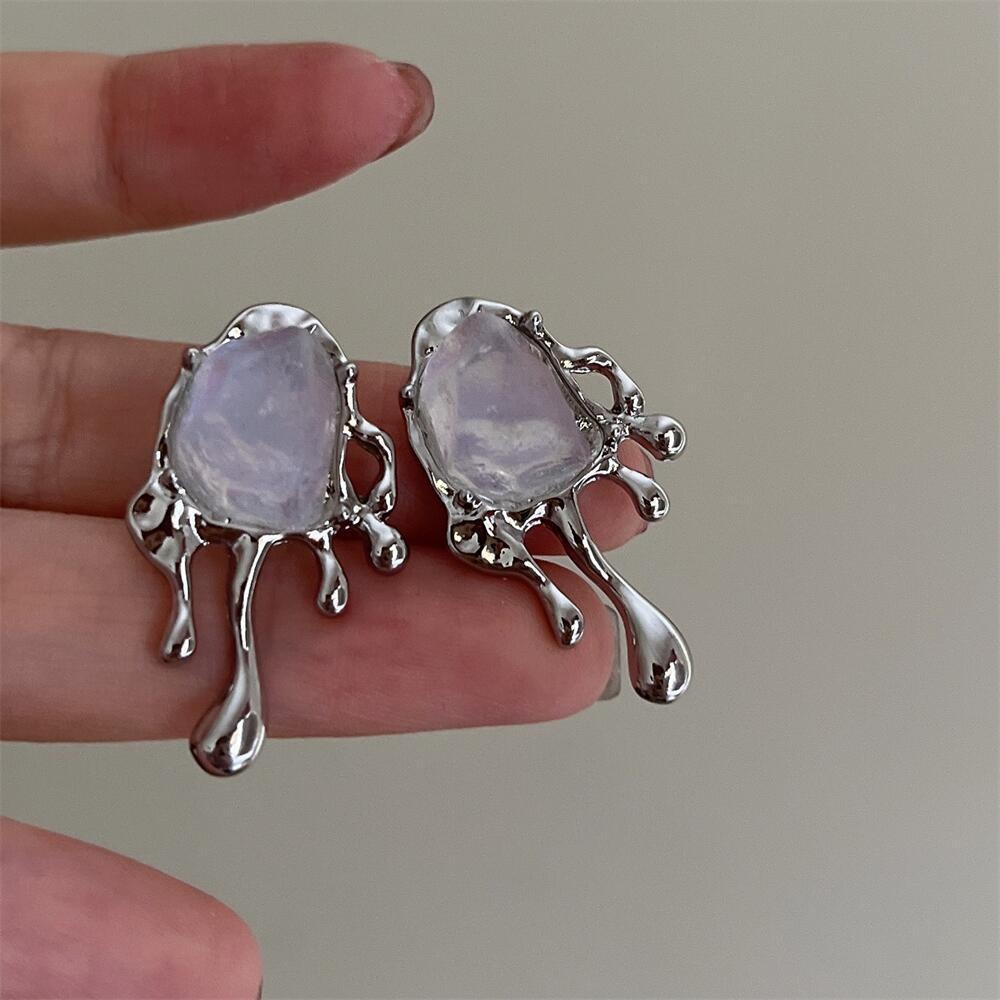 Bông Tai Mạ Bạc 925 Kiểu Hình Học Độc Đáo Phong Cách Hip Hop