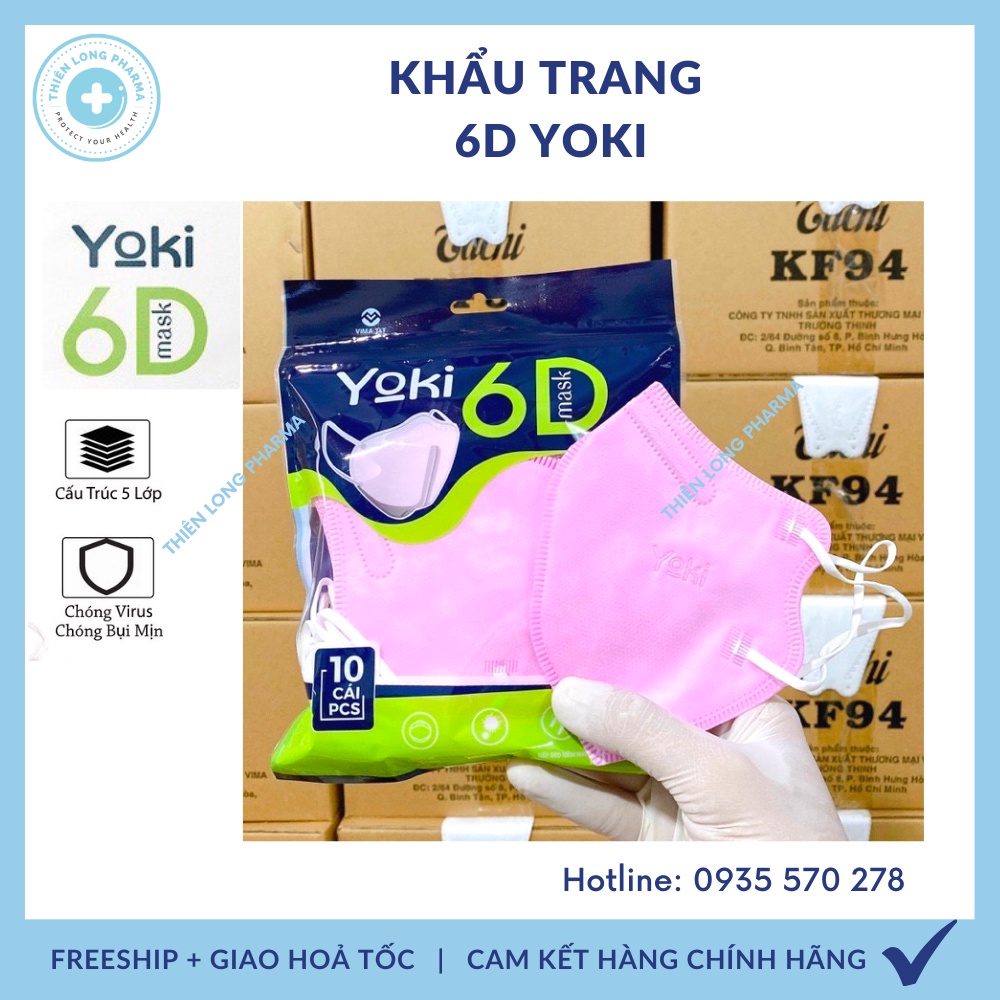 Khẩu Trang 6D Yoki 5 Lớp Dày Chống Bụi Mịn 2.5PM Hàng Công Ty