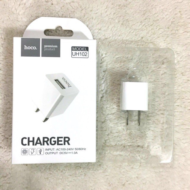 Cốc sạc HOCO 1A (UH102) sạc thiết bị nhanh chóng, ổn định chất liệu PC có khả năng chống cháy