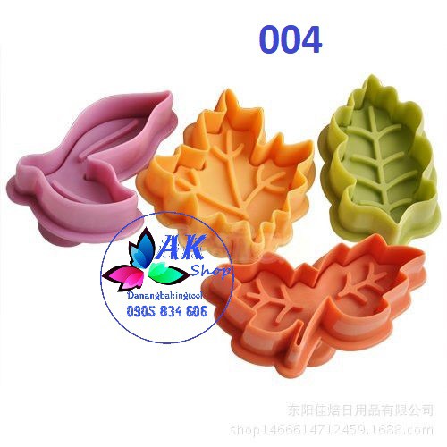 SET 4 KHUÔN NHẤN BÁNH QUY LÒ XO NHỰA (LÁ)