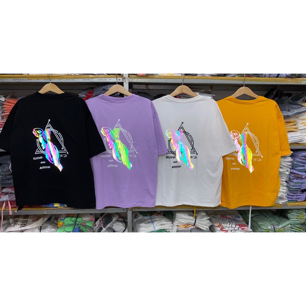 Áo thun phản quang 7 màu in hình cá .