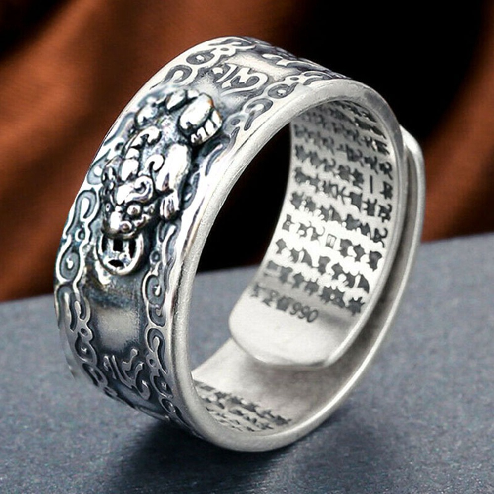 Nhẫn Hở Hình Tỳ Hưu May Mắn Phong Cách Trung Hoa Cổ Điển Dành Cho Nam