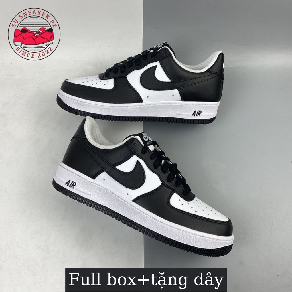 Giày thể thao AF1 panda, Giày Air Force 1 đen trắng da xịn chuẩn form phối đồ nam nữ hot 2022 Full Box Tặng Dây