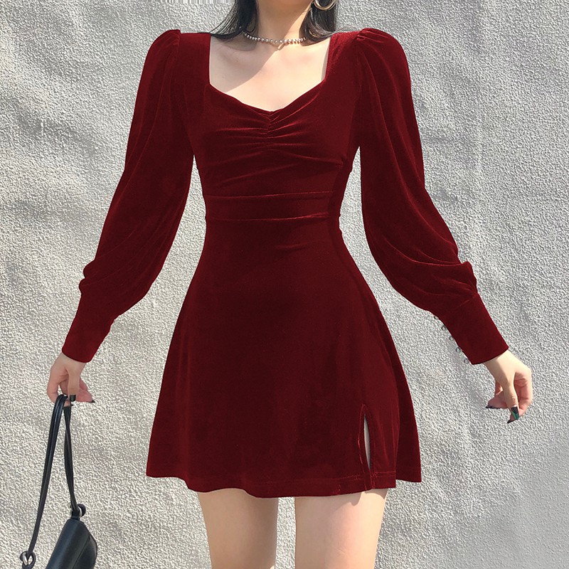 Đầm nữ tay dài dáng xòe phong cách sang trọng Emilyshop ulzzang