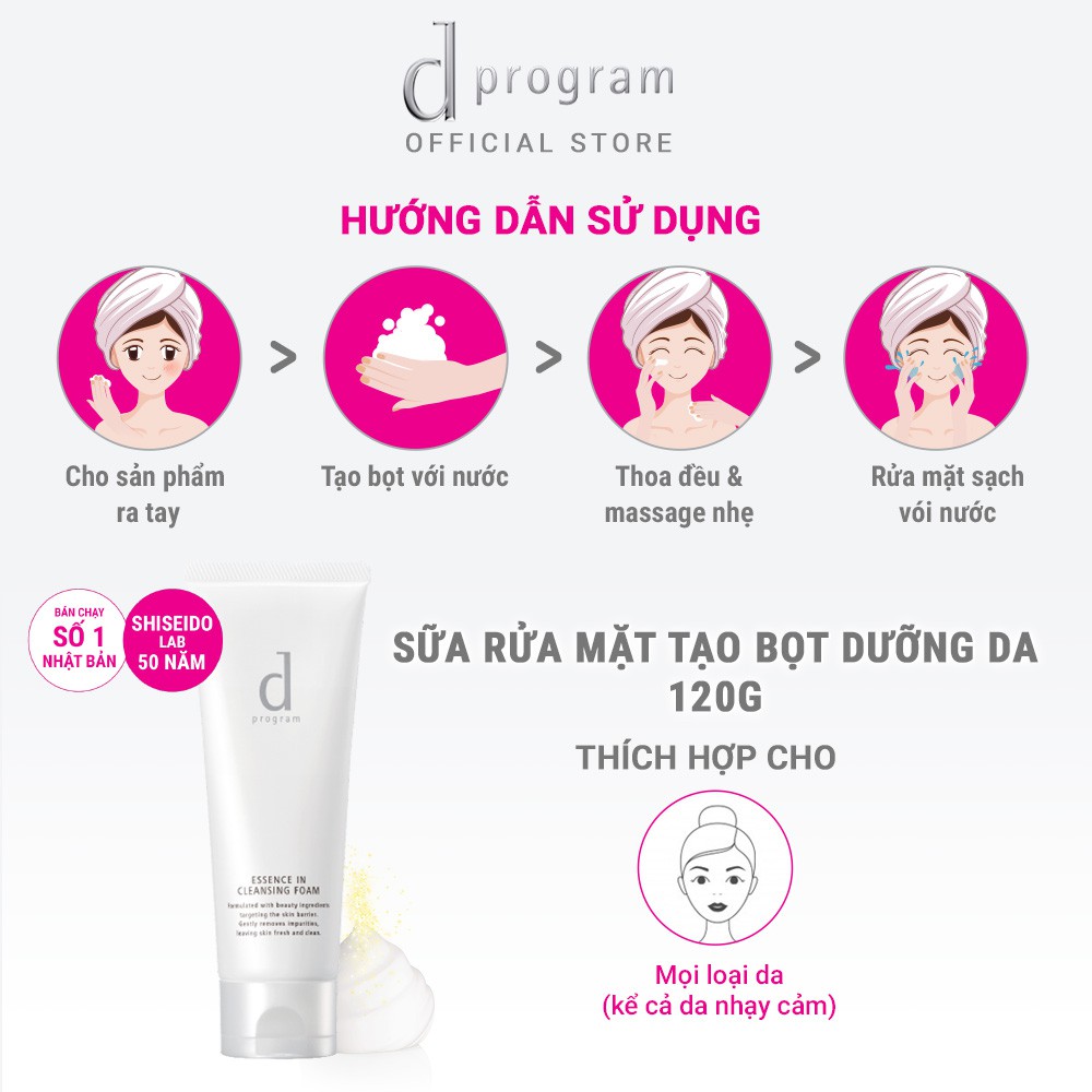 Bộ 2 Sữa rửa mặt tạo bọt dưỡng da Essence Cleansing Foam d program 120g x 2