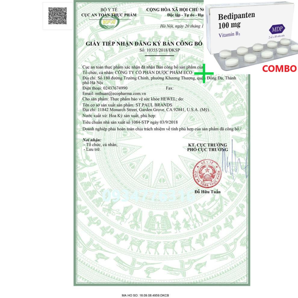 Combo Bedipanten 100mg +  Viên uống HEWEL bổ gan (30 viên)