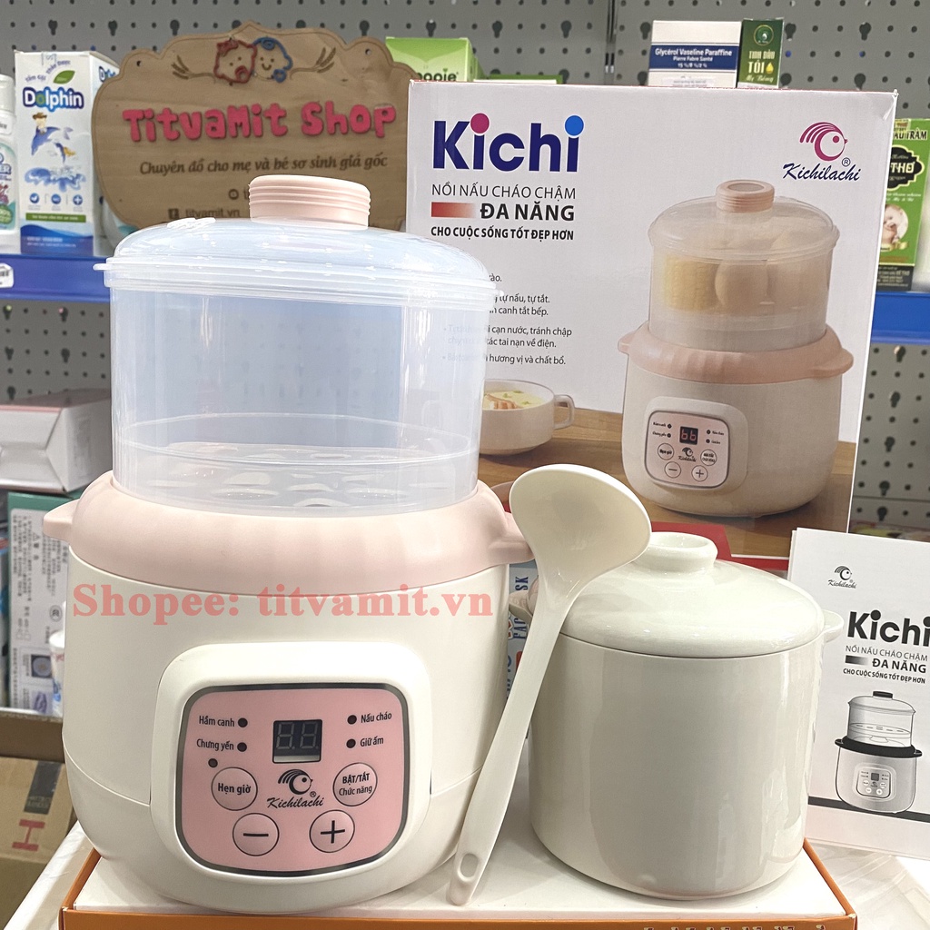 Nồi Nấu Cháo Chậm Đa Năng Kichilachi 4in1, Nồi Hầm Cháo Chậm Cho Bé