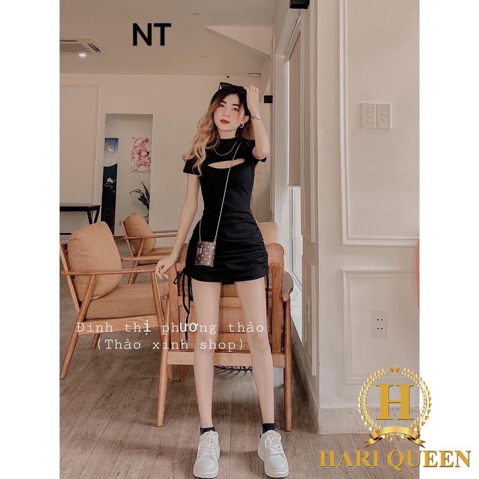 Váy body hở ngực rút hông HARIQUEEN