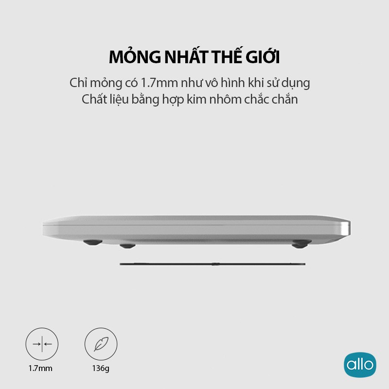 Giá Đỡ Laptop Siêu Mỏng 1.7mm Ultra Thin Stand, Chân Đế MacBook Hợp Kim Nhôm Sang Trọng, Nhiều Độ Cao Điều Chỉnh