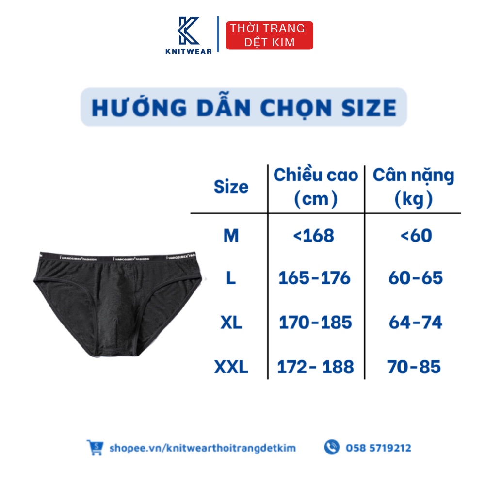 Quần lót quần sịp tam giác nam cạp chữ HANOSIMEX thoáng mát, dễ chịu - Hàng chính hãng Việt Nam chất lượng cao