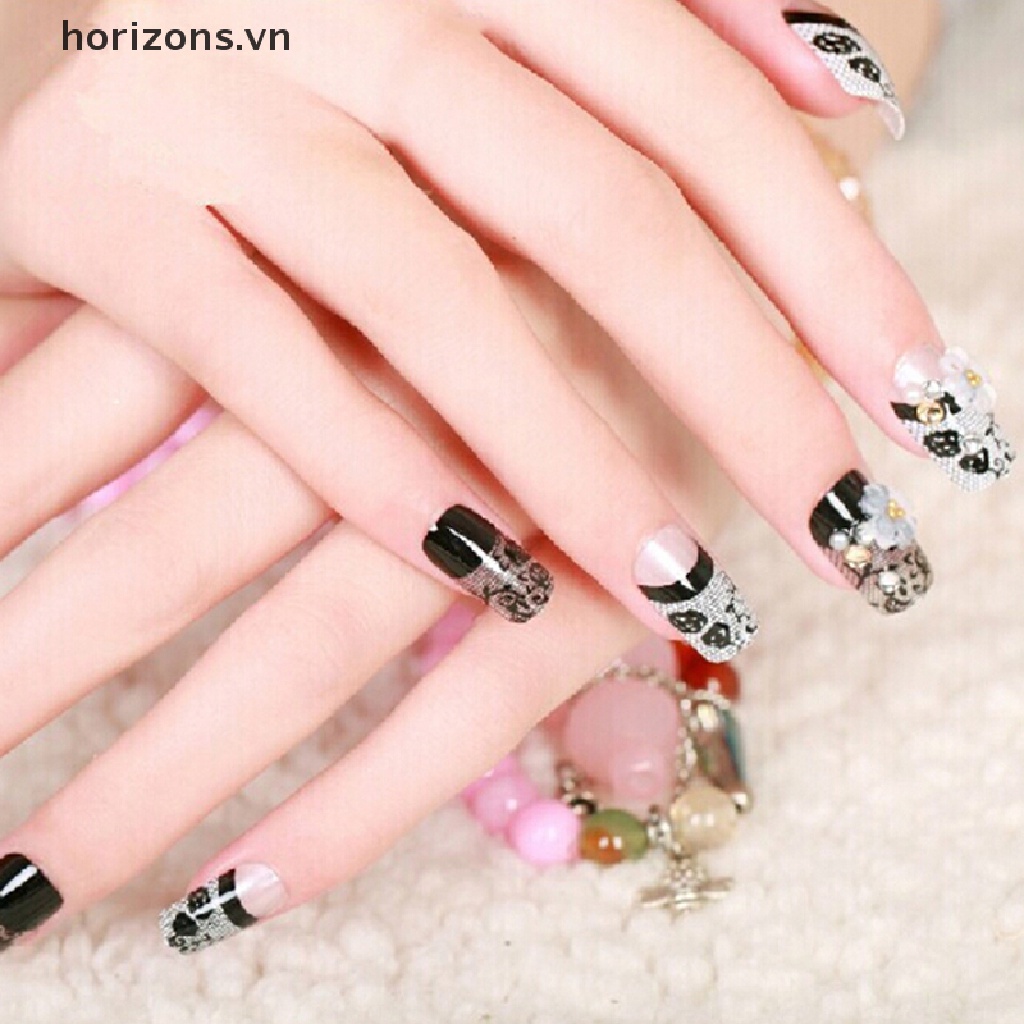 (Hàng Mới Về) Set 24 Móng Tay Giả acrylic Trang Trí Nghệ Thuật