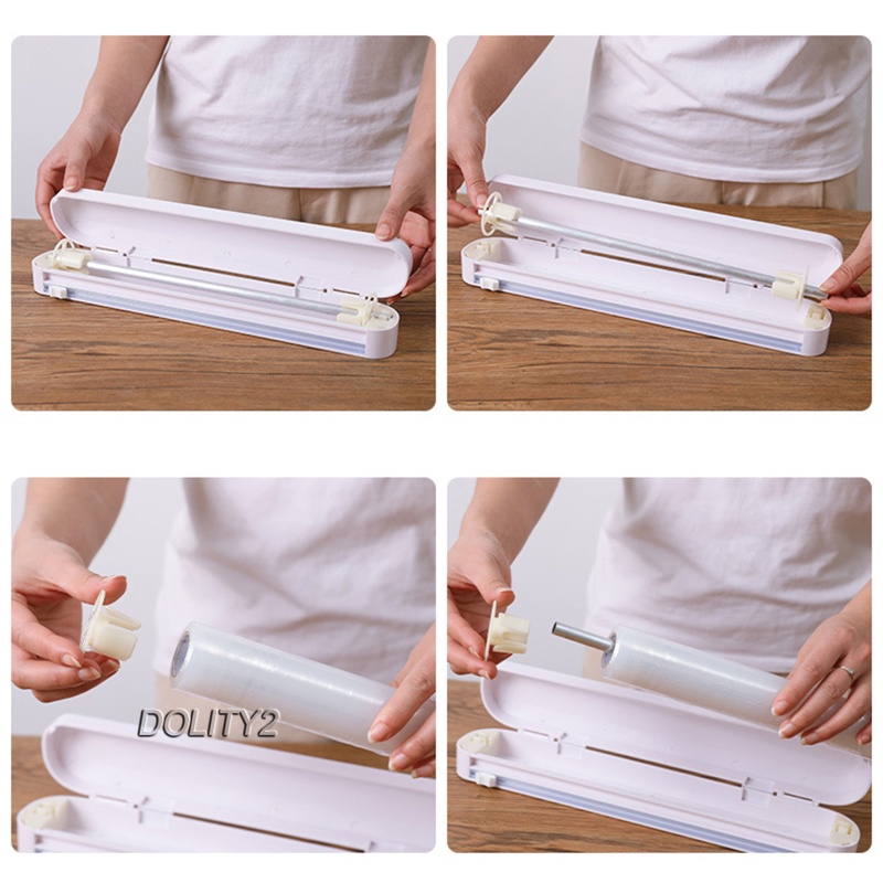 Food Wrap Dispenser Foil Cling Film Roll Foil Cutter Plastic Holder Storage