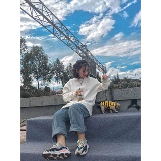 Set unisex áo sweater basic và quần ống suông