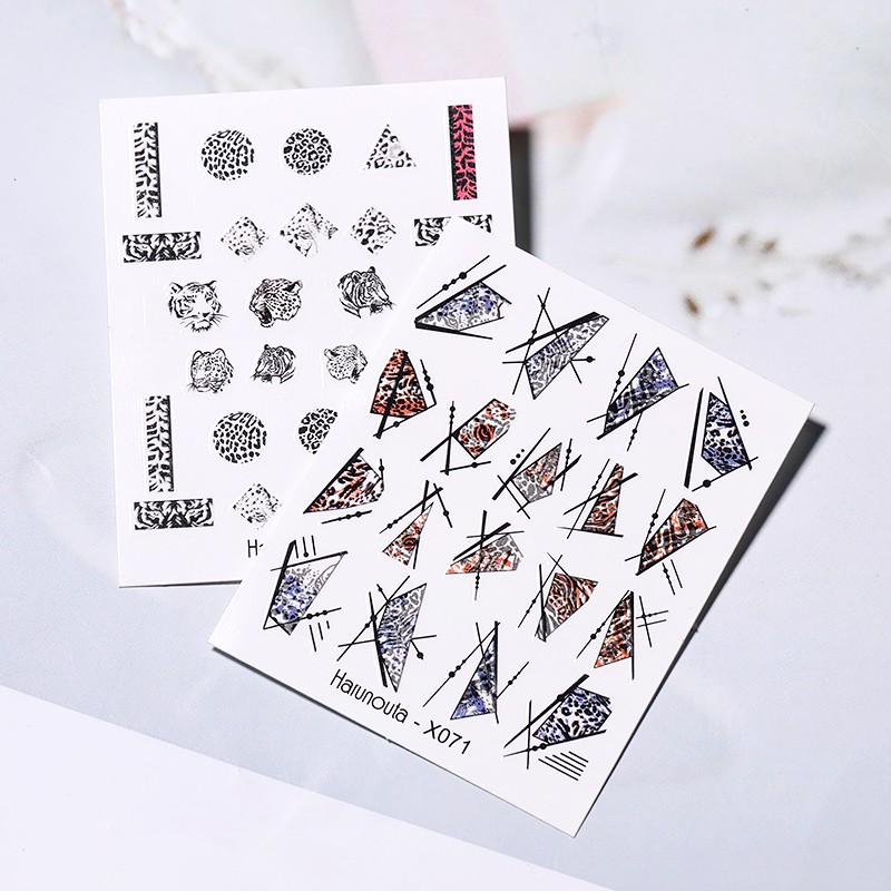 UR SUGAR 1 Tờ Miếng Dán Trang Trí Móng Tay Nghệ Thuật DIY Họa Tiết Đường Kẻ/Hoa Lá/Trái Tim/Hình Học