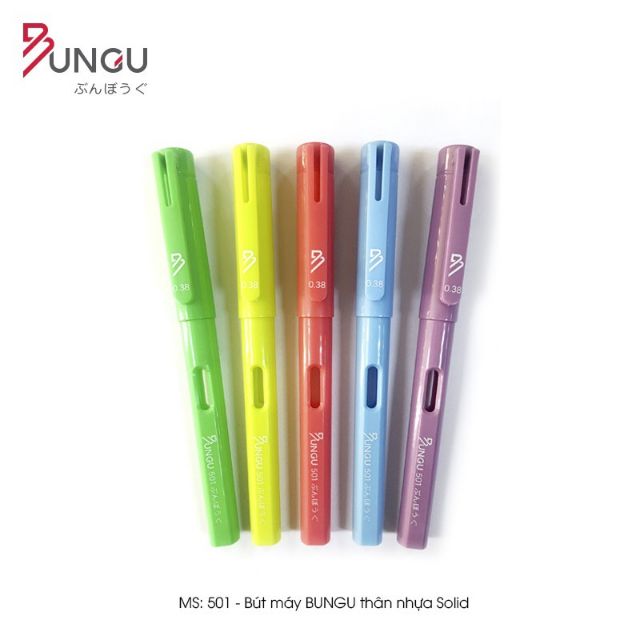 10 Chiếc Bút máy Bungu thân nhựa nhiều màu, mã 501