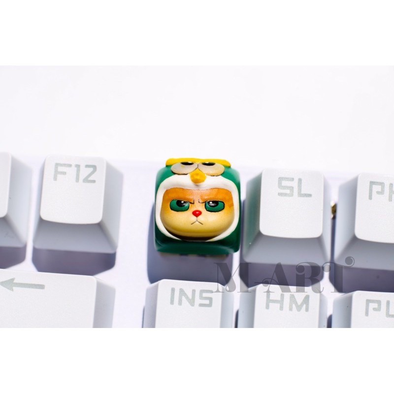 Keycap - Nút Bàn Phím Gaming - Nút Bàn Phím Cơ Mặt Mèo Hờn Dỗi  - Chim Xanh Lá - KC026