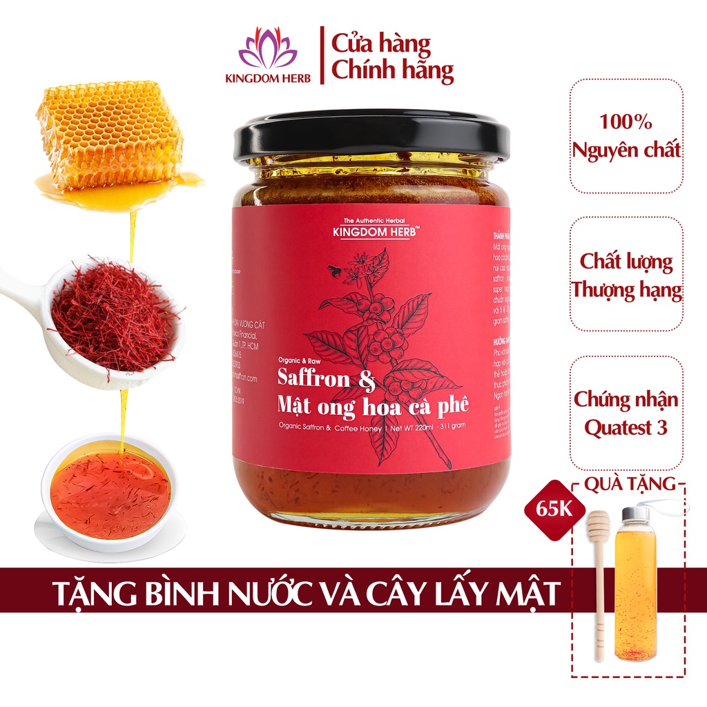 Saffron mật ong Kingdom Herb chính hãng, nhụy hoa nghệ tây mật ong thượng hạng 311g