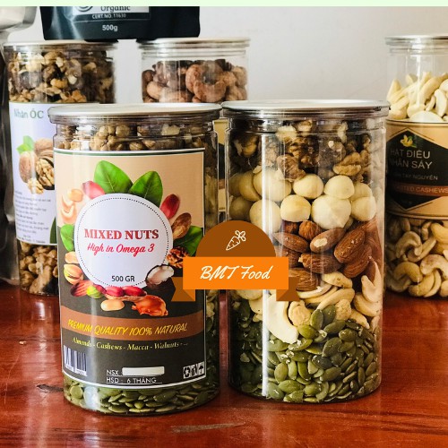 Hạt Dinh Dưỡng Mix Nuts 5 Loại: Hạt Macca, Nhân Hạt Điều Sấy, Nhân Hạt Óc Chó, Hạt Bí Xanh, Hạt Hạnh Nhân