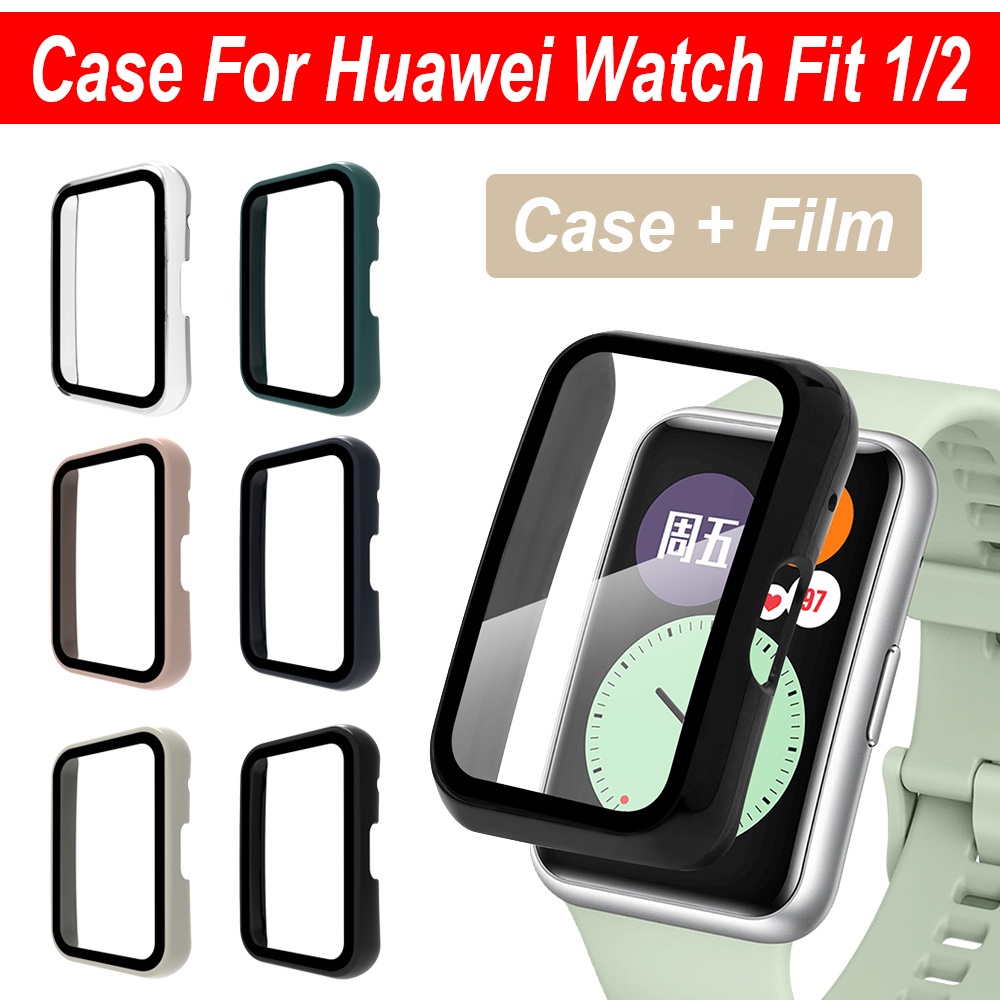 Ốp Lưng Nhựa PC+Kính Cường Lực Bảo Vệ Màn Hình Cho Huawei Watch Fit 2/1