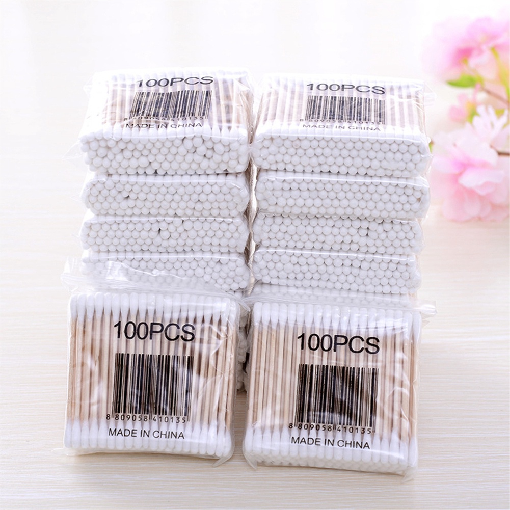 Set 100 Tăm Bông Cotton Hai Đầu Dùng Để Vệ Sinh Lỗ Tai Đa Năng Wyoming060
