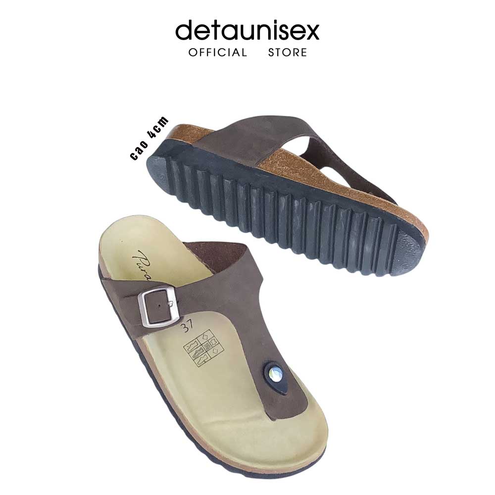 Dép đế trấu xỏ ngón xuồng cao 4cm phong cách Gizeh Birkenstock - Detaunuisex Deta112