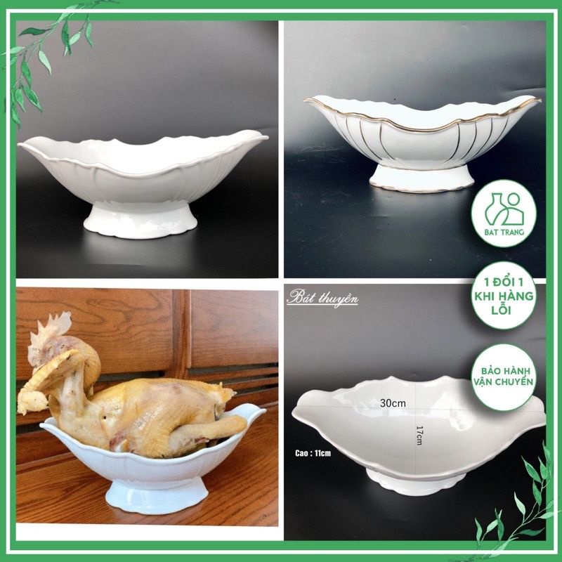 Bát thuyền đặt gà cúng gốm Bát Tràng