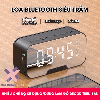 Loa Bluetooth Mini G5 Cao Cấp, Kiêm Đồng Hồ Báo Thức ,Radio FM, Màn Hình Tráng Gương Hiển Thị LED Siêu Sáng