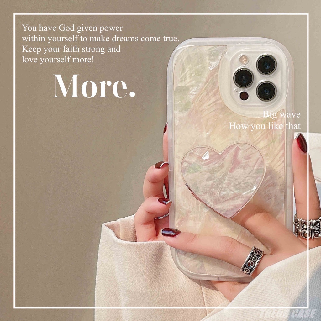 Ốp điện thoại chống sốc có giá đỡ họa tiết vỏ sò trắng dễ thương cho iPhone 13 12 11 Pro Max Xs Max XR 7 8 Plus X 7Plus