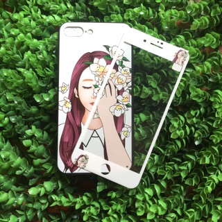Ốp lưng kèm cường lực full màn hình cô gái trắng dành cho đủ dòng