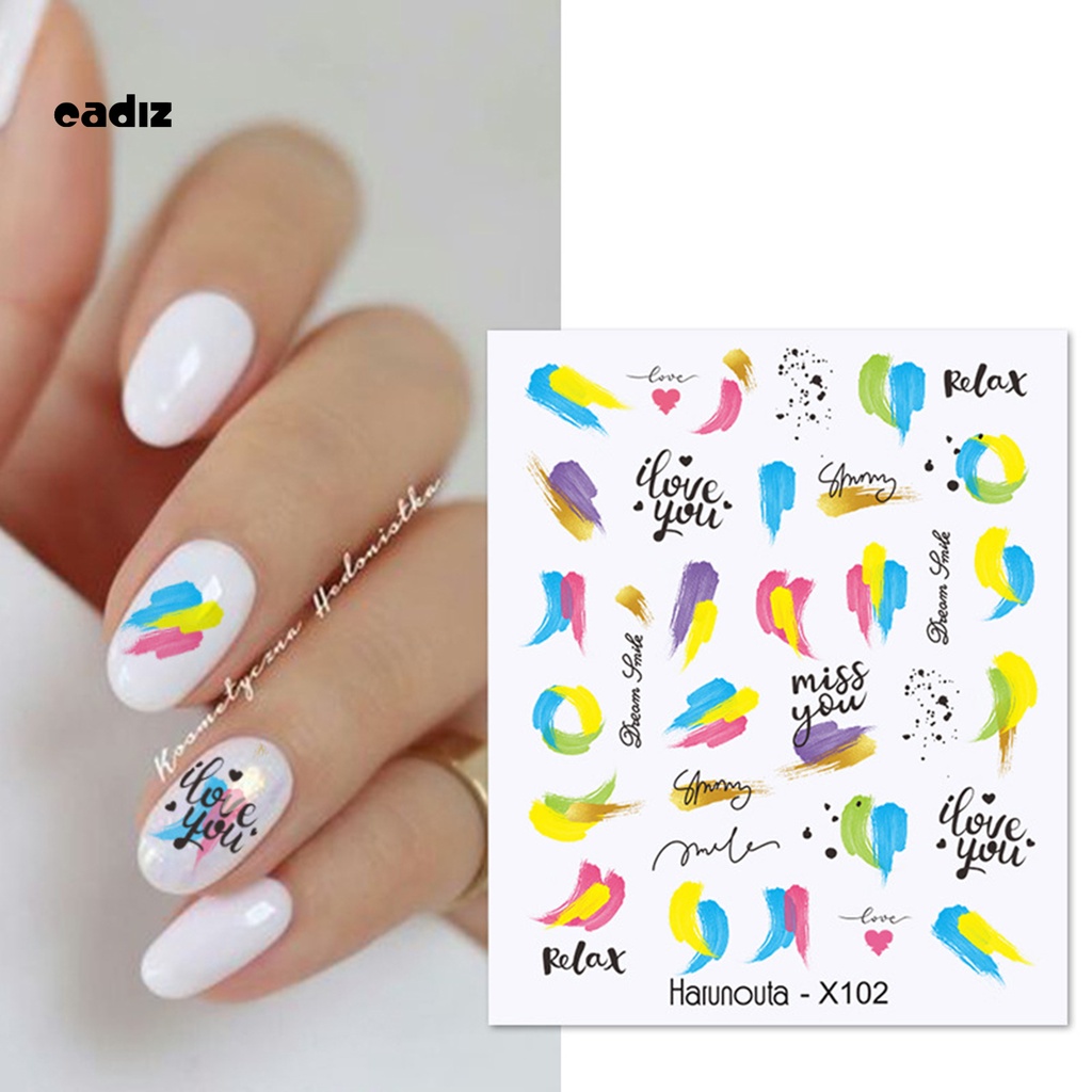 [Hàng mới về] Tờ miếng dán decal trang trí móng tay nhiều mẫu hoa lá trái tim tùy chọn 3D siêu mỏng dành cho nữ