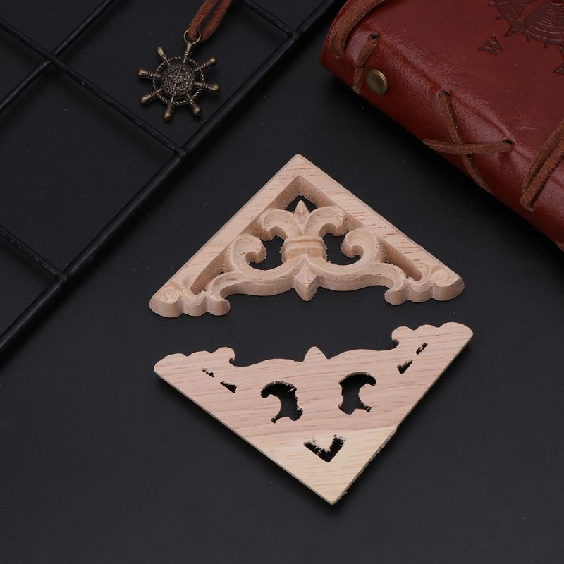 Set 4 phụ kiện gỗ 6x6cm chạm khắc trang trí tủ chạn