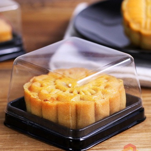 Set 10 Hộp Nhựa Đế Đen Đựng Bánh Trung Thu XY-80S - Đựng Bánh 125 -150gr