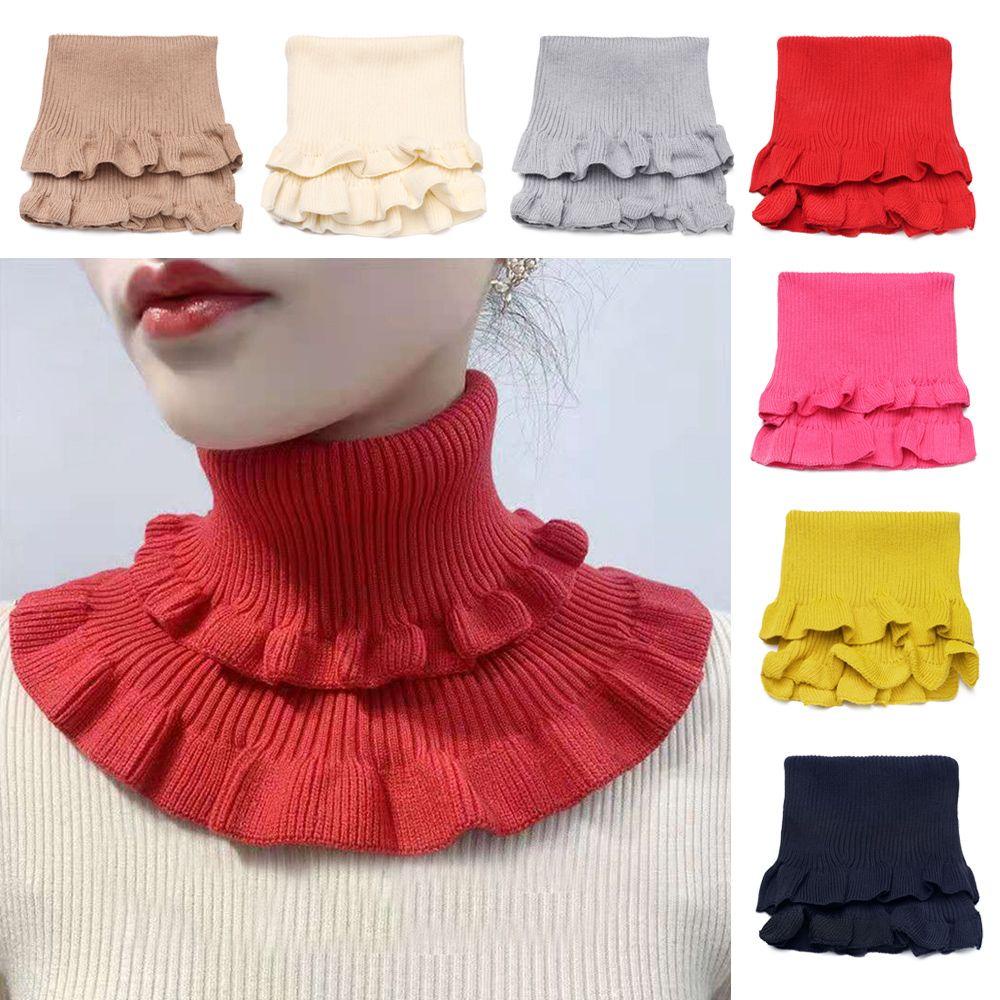 Cổ Áo Giả Dệt Kim Chống Gió Với Tai Gỗ Có Thể Tháo Rời Cho Nữ
