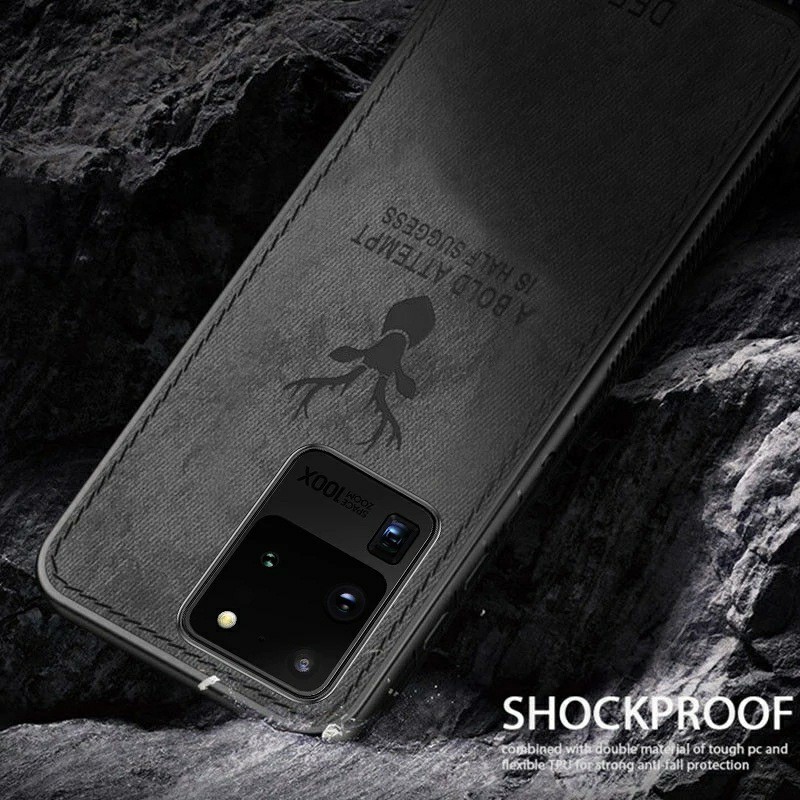 Ốp lưng Samsung S20 Ultra  chống sốc vân vải hươu thời trang
