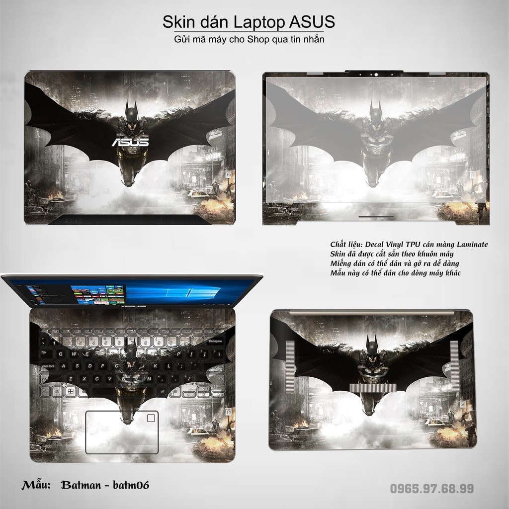 Skin dán Laptop Asus in hình Người dơi (inbox mã máy cho Shop)