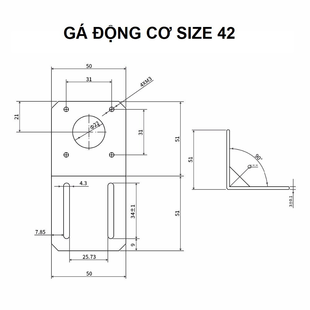 Gá động cơ bước size 42, 57