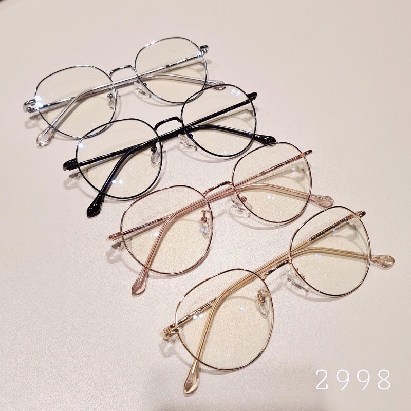 Gọng kính cận kim loại nam nữ mắt tròn thanh mảnh 2998 Liupeyewear nhiều màu đen, bạc, hồng, thời trang unisex