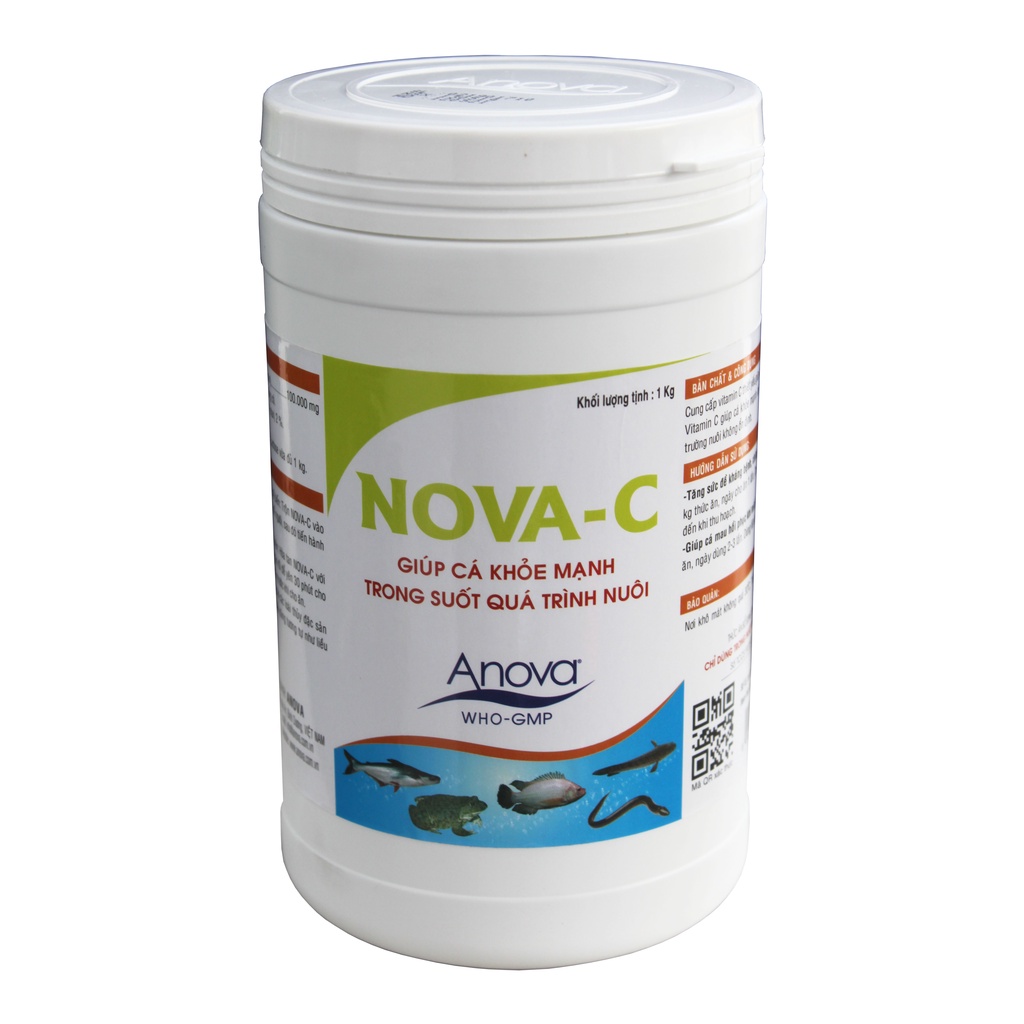 ANOVA Nova C - bổ sung vitamin C giúp cá khỏe mạnh chống lớn. Hộp 1kg Lonton store