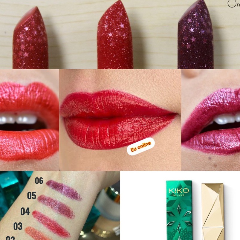 Son Chính Hãng Kiko - Holiday Gems Diamond Dust Lipstick màu 04, 07 - Dazzing Ruby - Đỏ Ruby - Kiko Milano Italy