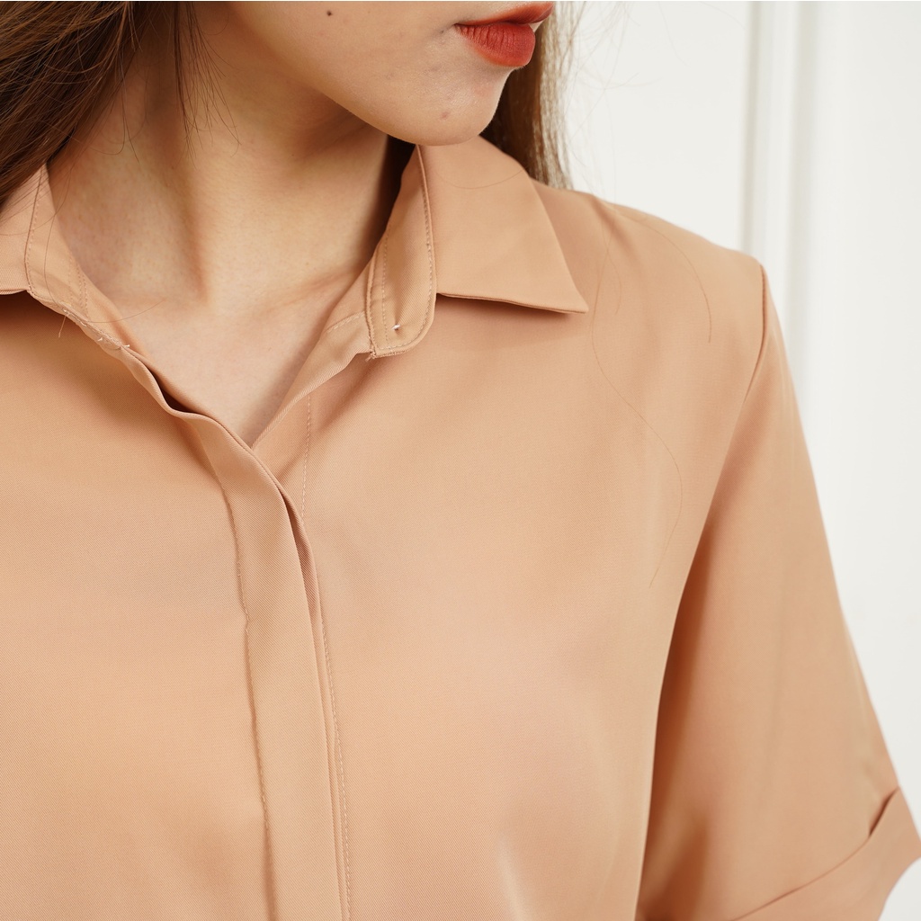Áo sơ mi nữ công sở tay ngắn màu Trắng Đen Be Xanh cao cấp style Hàn Quốc form rộng đẹp SM-02 OFFVerse | BigBuy360 - bigbuy360.vn
