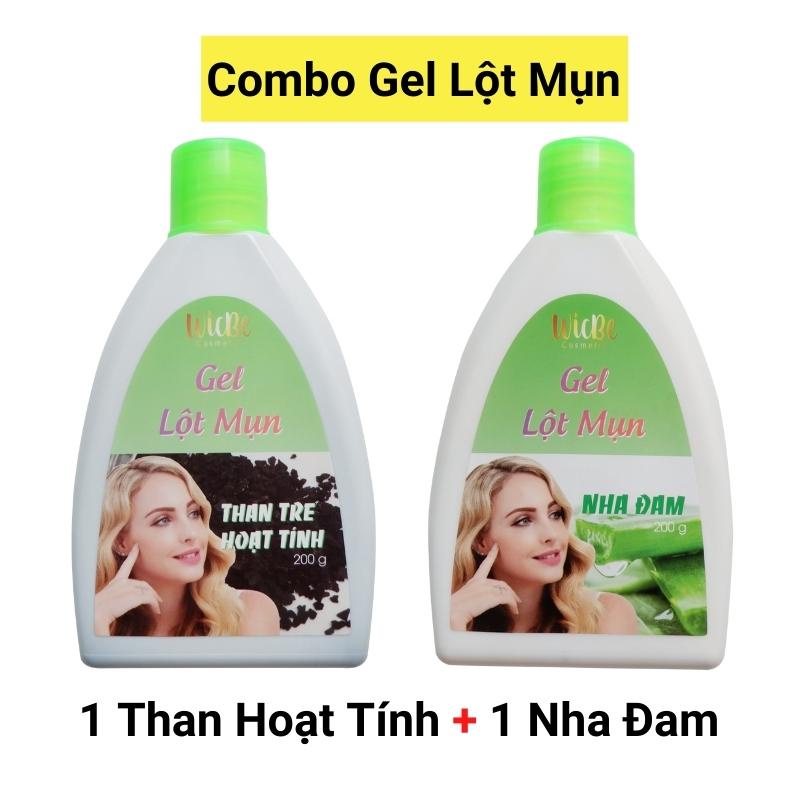 Combo gel lột mụn cám mụn đầu đen Than Tre Hoạt Tính + Nha Đam Wicbe 200g