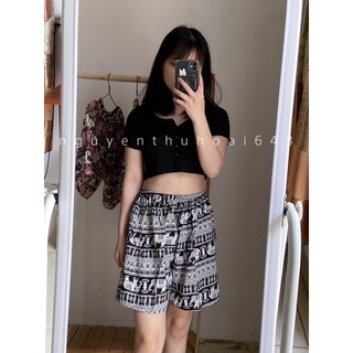 Quần đùi lanh thổ cẩm