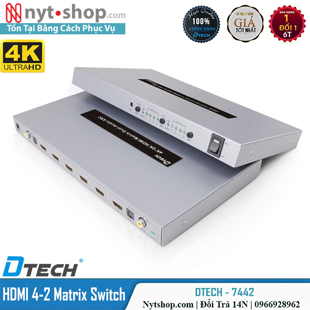 Bộ Gộp HDMI 4-2 Hỗ trợ 4K UltraHD Chính Hãng DTech