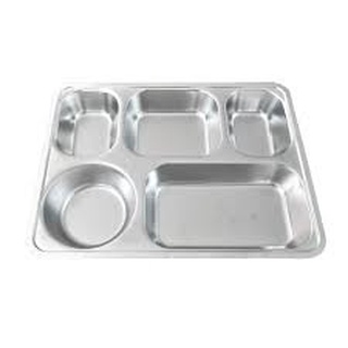 khay cơm inox/ khay chia cơm học sinh, văn phòng 5 ngăn BL