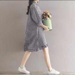 Đầm sơ mi caro lai bèo