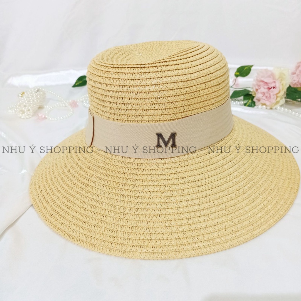 Mũ cói nón cói mềm cho nữ chữ M vành nhỏ nhiều màu hình chụp thật_q12mM
